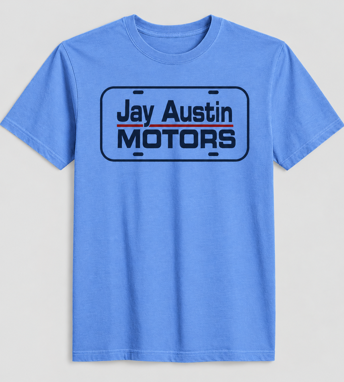 Original Flywheel Throwback T-Shirt - Jay Austin Motors Logo - Flo Blue